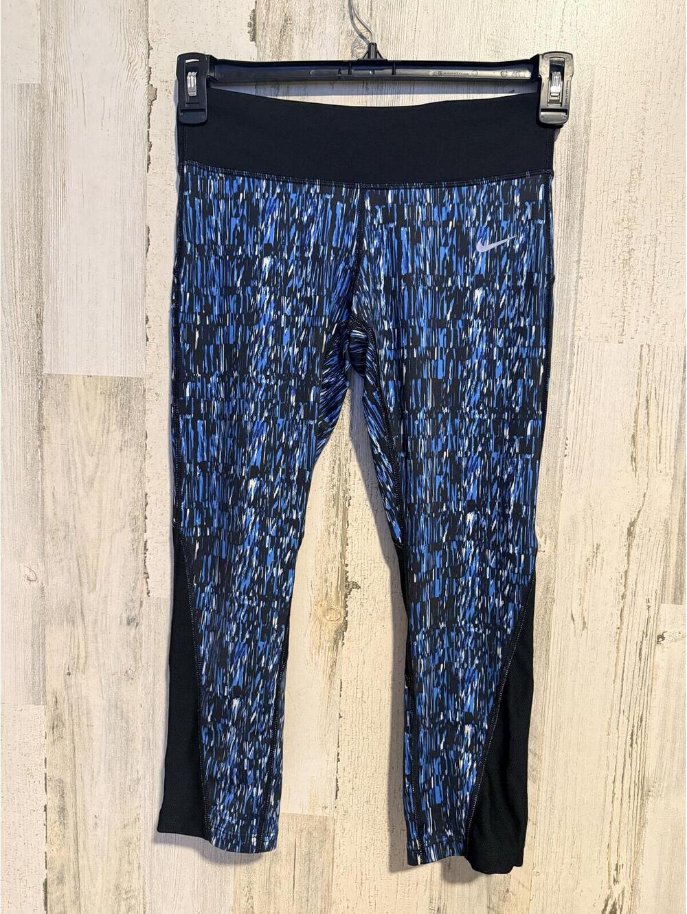 Nike Women's Small Blue Black Patterned Athletic Leggings